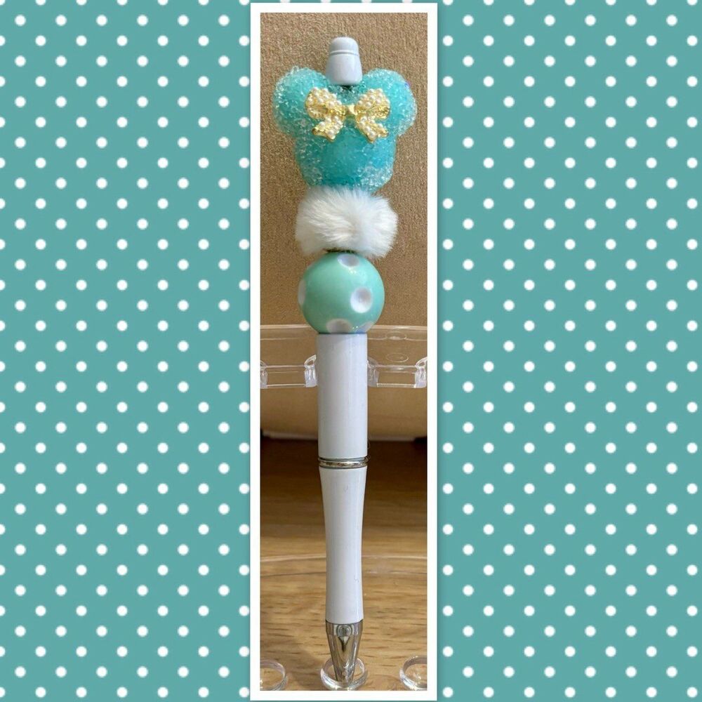 Disney Minnie Mouse Inspired Charm Beaded Pen, Ballpoint Pen, Twist Pen